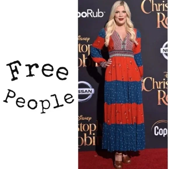 Free People x Revolve Starlight Printed Maxi Dress Rare Seen On Tori Spelling - Picture 2 of 13
